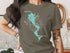 T-shirt with Lizard Lake, Minnesota graphic and compass.
