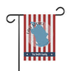 Garden flag with red and white stripes, Lake George map, and "The Smith Family" text.