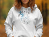White hoodie with "Cave Run Lake Kentucky" text and compass design.