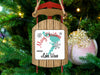 Sled-shaped ornament with "Merry Christmas From Lake Waco" and map illustration.