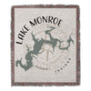 Tapestry with Lake Monroe Indiana map and compass rose design.