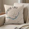 Pillow with Apache Lake map design and compass rose, text "ARIZONA".