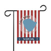 Garden flag with red and white stripes, Lake Mary map, and "The Smith Family."