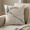 Pillow with Lake Havasu map outline, compass rose, and text.