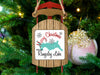 Sled ornament featuring a map of Rangeley Lake and "Merry Christmas".