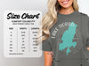 Comfort Colors 1717 size chart with width and length measurements for adult tees.