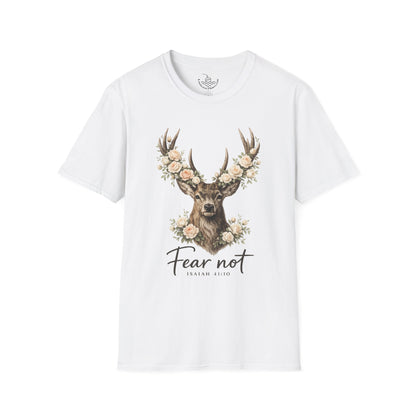 Fear Not Isaiah 41:10 Christian Bible Verse Shirt, Floor Deer Buck Antlers Design, Faith and Religious Gift, Scripture Shirt