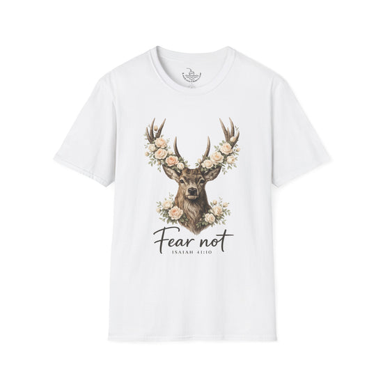 Fear Not Isaiah 41:10 Christian Bible Verse Shirt, Floor Deer Buck Antlers Design, Faith and Religious Gift, Scripture Shirt