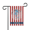 Garden flag with red and white stripes, lake map, and "The Smith Family" text.