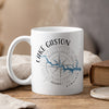 White mug with "Lake Gaston Virginia" and compass design with map.