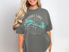 Gray t-shirt with Flagstaff Lake Maine compass and map design.