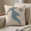 New Found Lake New Hampshire map on a beige textured pillow.
