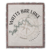 Woven blanket with a compass design featuring the words "Watts Bar Lake Tennessee" and a lake map.