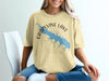 Yellow t-shirt with Grapevine Lake map and compass graphic.