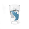 Clear glass pint glass with "Lake Lawtonka" text and a blue map graphic.