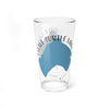 Clear glass pint glass with a blue map of Little Turtle Lake and "LITTLE TURTLE LAKE" text.