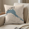 Pillow with blue Bow Lake map, compass rose, and "Alberta" text.