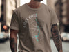T-shirt with Lake Oahe North Dakota compass design and turquoise map outline.