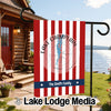 Lake Champlain Vermont flag with red and white stripes, compass, and "The Smith Family".