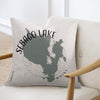 Pillow with Sebago Lake map and compass rose design, reading "Sebago Lake Maine".