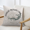 Throw pillow with Wright Patman Lake map and compass design, Texas.