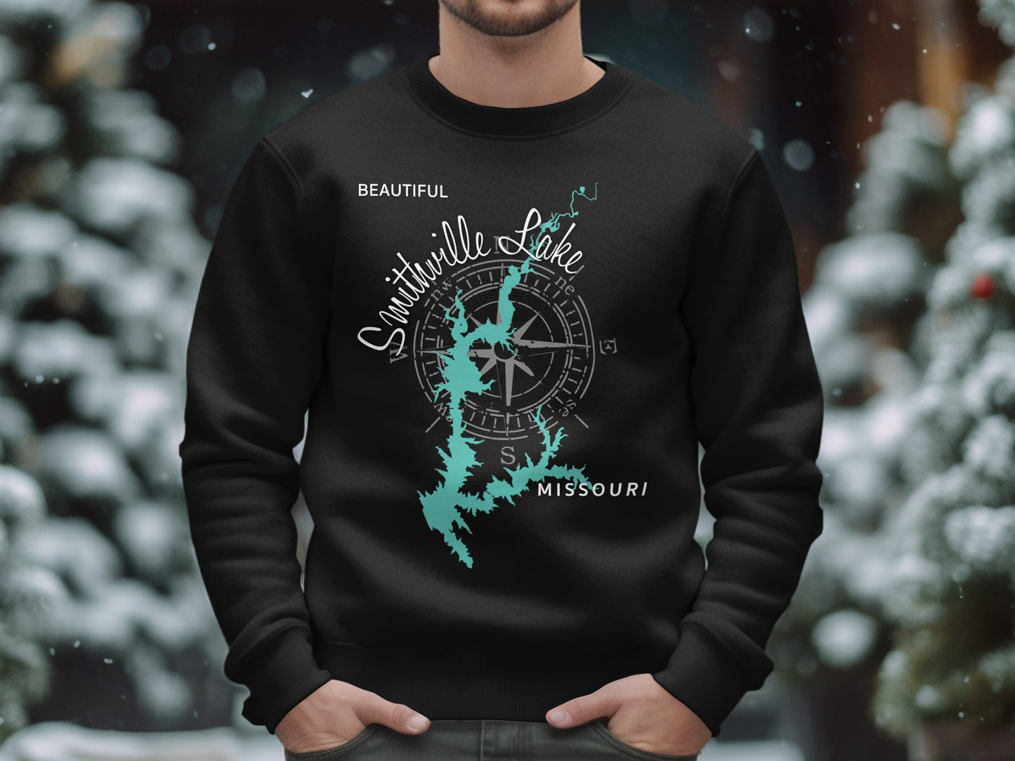 Smithville Lake Missouri Map Design T-Shirt or Sweatshirt