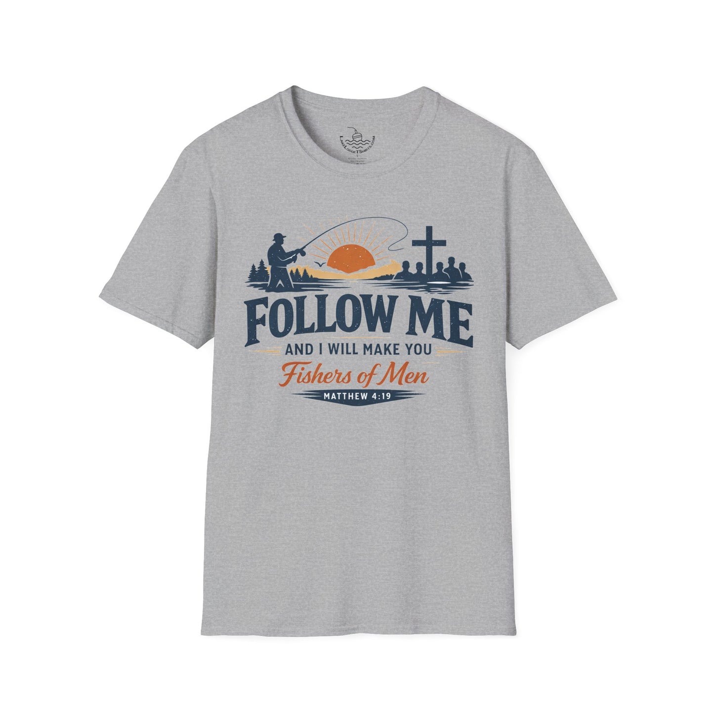Follow Me Fishers of Men T-Shirt | Christian Fishing Faith Tee Scripture Bible Verse Gift Shirt