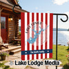 Garden flag with red and white stripes, Lake Lanier map, and "The Smith Family."