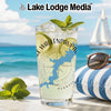 Glass with Lake Wallenpaupack map, Pennsylvania text, lime, mint, and ice.