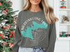Gray sweatshirt with "Merrymeeting Lake New Hampshire" text and a compass graphic.