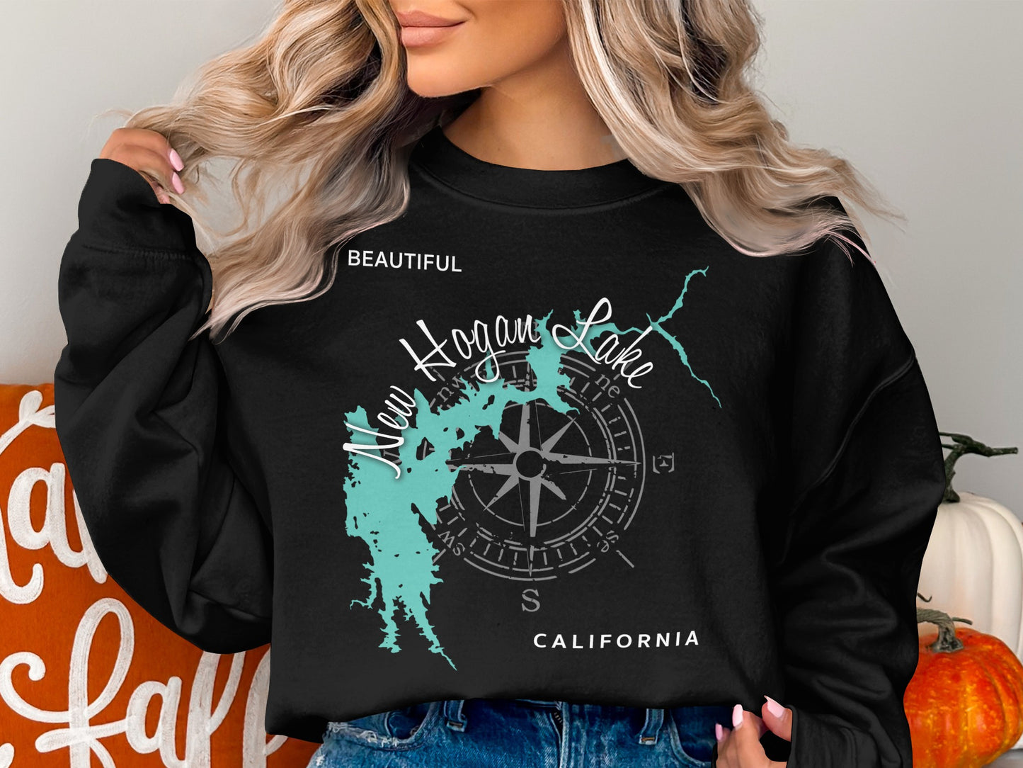 New Hogan Lake California Map Design T-Shirt or Sweatshirt