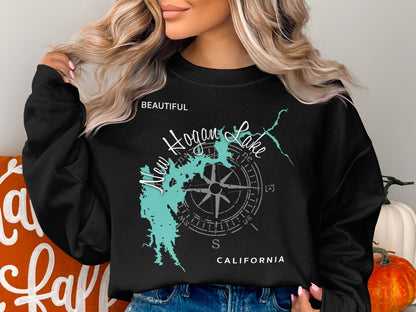 New Hogan Lake California Map Design T-Shirt or Sweatshirt