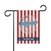 Garden flag with red and white stripes, Enid Lake map, and "The Smith Family".