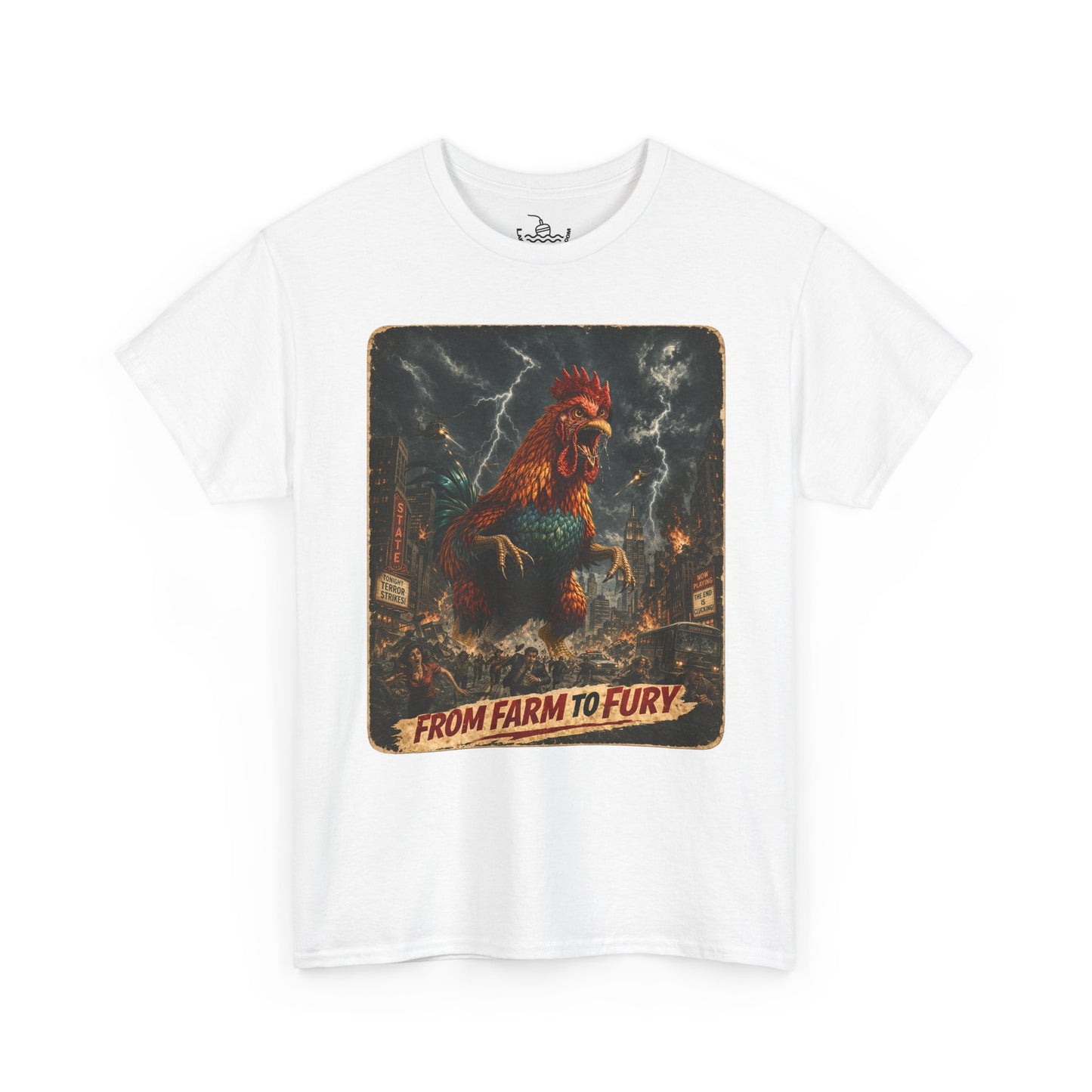 Chicken Shirt From Farm to Table Rooster Pecking Order Shirt, Dinosaur Monster Movie Poster Design, Funny Farm Life