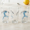 Three clear glasses with "Little Grassy Lake Illinois" and a blue lake map design.