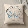 Pillow with Tims Ford Lake map design and Tennessee text