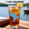 Glass of iced tea with a lemon slice, featuring a blue map outline of Siskiyou.