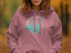 Pink hoodie with Carters Lake Georgia map and compass graphic on chest