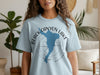 Light blue t-shirt with Black Canyon Lake Arizona map and compass design