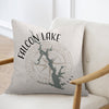 Pillow with Falcon Lake map and compass design, "Texas" text.
