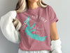 Arkabutla Lake Mississippi map on pink t-shirt with compass graphic.