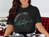 Black t-shirt with Norris Lake Tennessee compass and Tennessee outline.