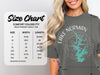 Size chart for Comfort Colors 1717 heavyweight adult tee with measurements in inches.