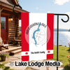 Garden flag featuring Abraham Lake, Alberta, Canada, with custom family name.
