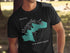Black t-shirt with compass and "Merrymeeting Lake New Hampshire" text.