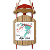 Merry Christmas from Lake Waco ornament with map and snowflakes on a wooden sled.