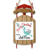 Sled ornament with "Merry Christmas FROM Lock Raven" text and teal map graphic.