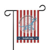 Garden flag with red and white stripes, Possum Kingdom Lake map, and "The Smith Family" text.