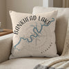 Bankhead Lake Alabama map design on a cream linen throw pillow.