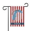 Garden flag with red and white stripes, blue Grand Lake map, and "The Smith Family" text.